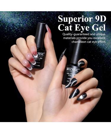 Buy MIZHSE 9D Cat Eye Gel Nail Polish - Silver Magnetic Gel for Stunning Holographic Galaxy Effect | Soak Off Nail Art for DIY Manicure at Home - Buy Online on GoSupps.com