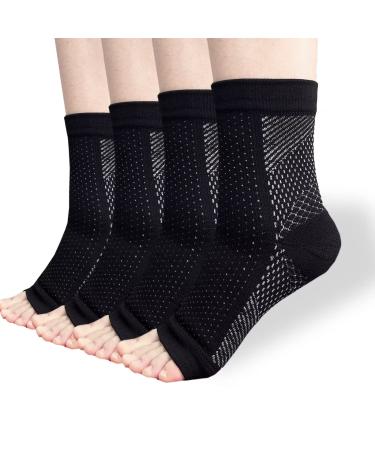 Ankle Compression Sleeve  Soothe Socks for Neuropathy Pain  Neuropathy Socks Ankle Support Compression Socks for Women Men(Black  L/XL  2 Pairs) Black L/XL