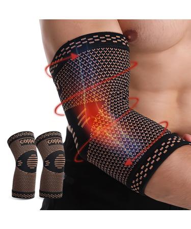 DRNAIETY Copper Elbow Brace Compression Sleeve(1 Pair) for Men & Women with Tendonitis Tennis Elbow Golfer'S Elbow. Copper Fiber Elbow Support Brace Arm Brace with Graded Compression Greater Comfort(L) Large