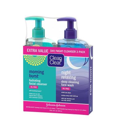 Clean & Clear Day & Night Face Cleanser Set - Morning Burst Hydrating & Night Relaxing Deep Cleansing - Oil-Free, Non-Comedogenic - 2 x 8 fl. oz - Buy Online on GoSupps.com