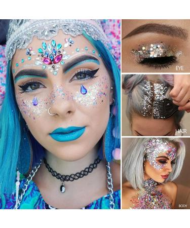 MEICOLY White Body Glitter Gel - Self-Adhesive Chunky Glitter for Face, Eyes, Lips, Hair, Nails - 50g Mermaid Sequins Sparkling Festival Rave Accessories - Women's Glitter Face Paint - Buy Online on GoSupps.com