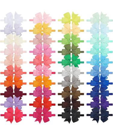 40pcs Baby Girls Grosgrain Ribbon Hair Bows Headbands Set - Hair Accessories for Infants, Newborns, Toddlers - Buy Online on GoSupps.com