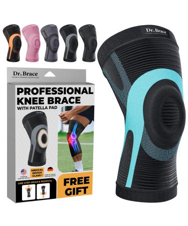 DR. BRACE ELITE Knee Brace For Knee Pain  World s Lightest Compression Knee Sleeve With Patella Pad For Maximum Knee Support And Fast Recovery For Men And Women-Please Check How To Measure Video (Neptune  Large) Large Ne...