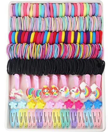 Hair Accessories Set for Girls | Colorful Hair Tie Ponytail Holders | Small Colorful Hairbands Ponytail Holders Rubber Bands Flower Hair Clip Metal Snap Hair Clips for Girls Kids Women B131 - Buy Online on GoSupps.com