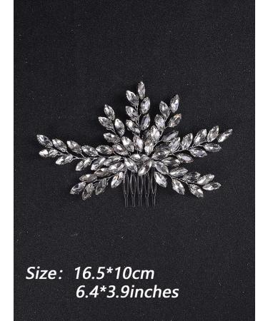 Deniferymakeup Bride Wedding Hair Combs Silver Rhinestone Headpiece Rhinestone Bridal Hair Accessories for Women and Girls (Silver) - Buy Online on GoSupps.com