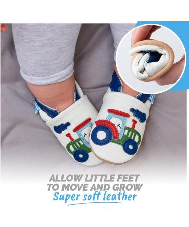 Soft Sole Leather Baby Shoes for Boys and Girls | Toddler Shoes for Baby's First Steps | Size 0-6 Months | Tractor Design - Buy Online on GoSupps.com