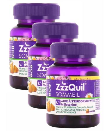 ZzzQuil Sleep 30 Gummies - Mango Banana Flavor Pack of 3 Boxes of 30 Erasers (3)