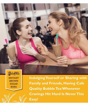 BOBA FIDE Instant Brown Sugar Boba Tapioca Pearls - 12 Packets for Bubble Milk Tea Kit - Ready in 25 Seconds - Preservatives & Gluten Free - Vegan Brown Sugar - 12 Servings - Buy Online on GoSupps.com
