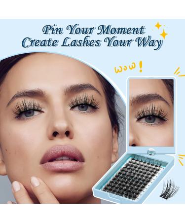 KevKev Lash Clusters 96 Pcs DIY Eyelash Extensions with Soft Thin Band | D-10-16 Mix Cloudy (360 Spin Mirror) - Perfect for Eye Makeup & Travel - Buy Online on GoSupps.com
