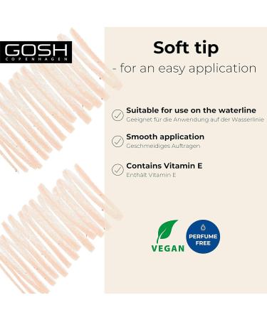Gosh Kohl Eyeliner & Kajal 2-in-1 Makeup Pencil - Vegan Perfume-Free Nourishing Vitamin E - Simple Application for Eyes & Eyelids - Nude Color (1 Pack) - Buy Online on GoSupps.com