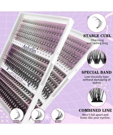DIY Lash Extensions 10D/20D/30D Wispy Cluster Lashes | 300PCS Volume Eyelashes Mixed Heights (9-16mm) D Curl by Anforlin - Buy Online on GoSupps.com
