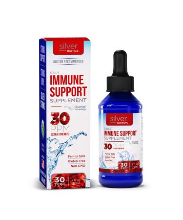 Silver Biotics Immune Support Supplement is the perfect daily defense boost for your immune system 4oz bottle 30ppm Extra Strength - With a dropper 4 Fl Oz