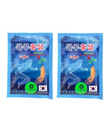 Korea Herbal Power Glu Red Ginseng Patch (Blue Version) - 2 Package/40 Heat Patches (5.2" x 3.7")
