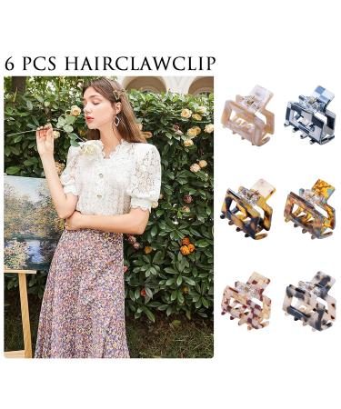 Kavya 6-Piece Non-Slip Hair Clips for Women | Small Angular Tortoise Acetate & Leopard Clips | Perfect for Thin Hair - Buy Online on GoSupps.com