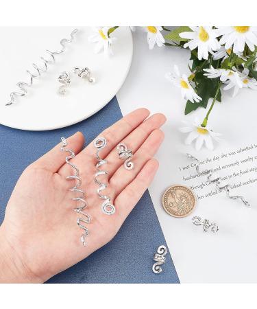 Sunnyclue 9-Piece Spiral Hair Jewelry Set | Alloy Spiral Hair Clips & Viking Hair Pearls for Women | Stylish Hair Accessories for Braids - Silver - Buy Online on GoSupps.com