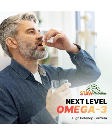 STAW Nutrition Next Level Omega 3 Fish Oil 2000mg High Potency Formula 60 Softgels - Buy Online on GoSupps.com