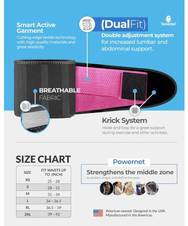 Tecnomed Back Brace for Men & Women - Relief for Back Pain Herniated Disc Sciatica & Scoliosis - Breathable Lower Back Belt for Weightlifting & Posture Correction - Pink Medium - Buy Online on GoSupps.com