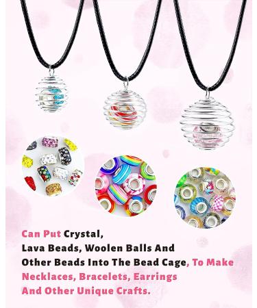 JIALEEY Spiral Bead Cages Pendants - 30 PCs Silver Plated Stone Holder Necklace Pendants for Jewelry Making - Buy Online on GoSupps.com
