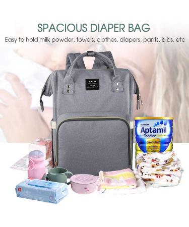 Multifunction Diaper Bag Backpack with D Rings & Pacifier Case - Large Capacity, Waterproof, Portable Maternity Nappy Bag - Unisex & Stylish (Gray) - Buy Online on GoSupps.com