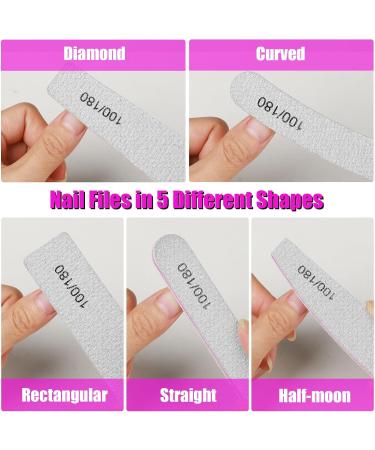 FANDAMEI 15pcs Professional Nail File Set in 5 Shapes 100/180 Grit Double Sided Emery Board Manicure Tools for Natural Nails Care Gel Nail Nail Buffer Files Nail Grooming and Styling for Salon Use 15 Count (Pack of 1) 15.0 - Buy Online on GoSupps.com