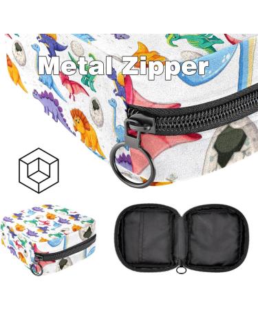 Portable Storage Bags for Women's Bandages & Menstrual Products - Seamless Dinosaurs Motif Multicolored Design | Perfect for School & Office - Buy Online on GoSupps.com