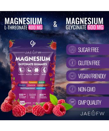 Magnesium Glycinate Gummies 1000mg High Absorption Magnesium Complex with L-Threonate, CoQ10, Vitamin D3 & B6 for Adults & Kids Promotes Energy Balance, Focus, and Muscle Function 120 Raspberry 120 Count (Pack of 1) - Buy Online on GoSupps.com