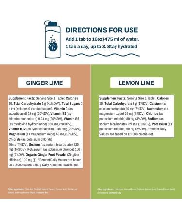 Drinklits Daily Hydration Tablets - Electrolyte & Vitamin Boost Ginger-Lime & Lemon-Lime 2 Pack (20 Servings - Buy Online on GoSupps.com