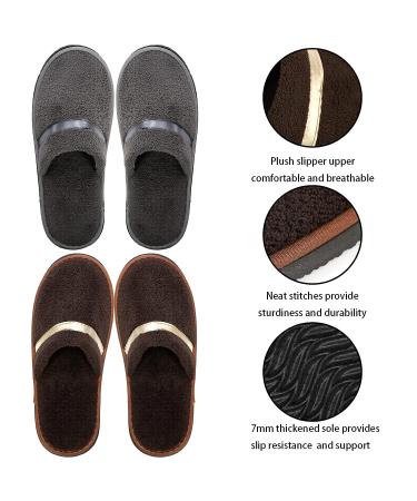 Youeon Men's Spa Slippers - 8 Pairs Non-Slip Disposable Coral Fleece Guest House Slippers - Buy Online on GoSupps.com