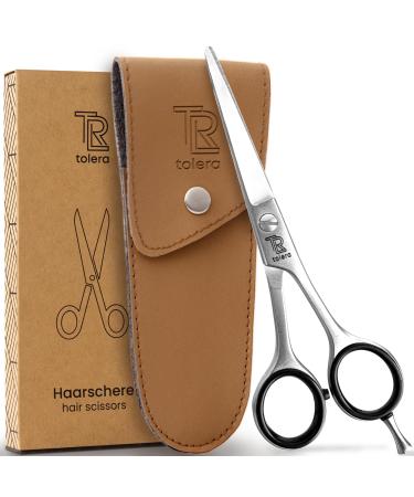 TOLERA hairdressing scissors including case | hair scissors - sharp & precise - unisex hair cutting scissors (silver)