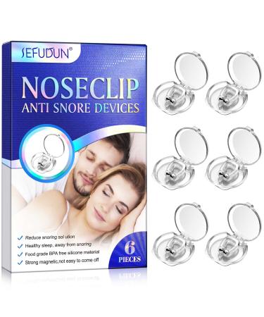 Silicone Magnetic Anti Snoring Nose Clip 6PCS Natural Comfortable Anti Snoring Snore Stopper-Reusable Snoring Device Effective to Stop Snoring Quieter Restful Sleep