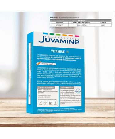 JUVAMINE - Immunity - Vitamin D 2000 IU 50ug - Immune Defenses - Box of 20 Ampoules (Pack of 1) - Buy Online on GoSupps.com