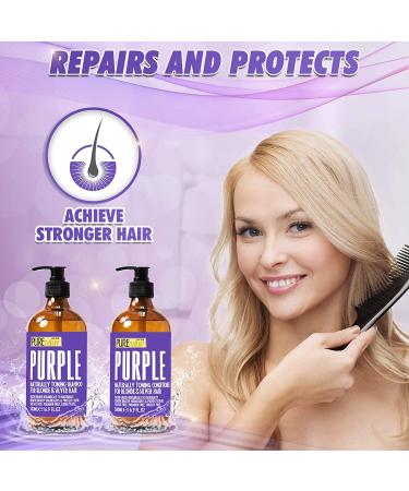 Purple Shampoo & Conditioner Set - Eliminate Brassiness - Ideal for Blonde, Grey, Bleached, Silver Hair - Sulfate-Free - Buy Online on GoSupps.com