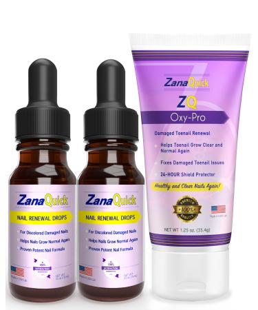 ZanaQuick Toenail Strategy Kit - Nice & Clear Healthy Nails Again - Extra Strength and Advanced Nail Repair Solution for Toe Nails & Fingernails - Nail Care Renewal Set for Thick & Discolored Nails