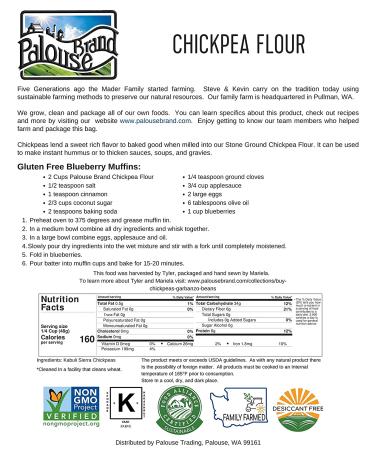 Organic Chickpea Flour | Garbanzo Bean Flour | 100% Non-Irradiated | Non-GMO | 9 LBS Bulk | Washington State Family Farmed | Kosher Parve | Resealable Kraft Bag | Pack of 3 - Buy Online on GoSupps.com