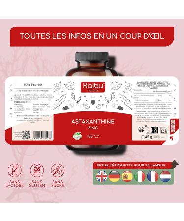 Astaxanthine Pure V gane - 80 mg ( quivalent 8 mg d astaxanthine) de l algue Haematococcus pluvialis - 180 G lules : Cure de 6 mois - Concentration & Biodisponibilit lev es - Buy Online on GoSupps.com