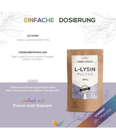 L-Lysine Powder 500g | Vegan Protinogenic Amino Acid | 100% Pure HCl | Boost Collagen Production | Laboratory Tested | Quality from Austria - Buy Online on GoSupps.com