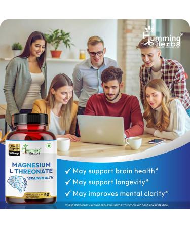 Humming Herbs Magnesium L-Threonate 1 800 mg per Serving (Elemental Magnesium 183 mg) 90 Vegetarian Capsules (30 Servings) Brain & Nervous System Support - Buy Online on GoSupps.com