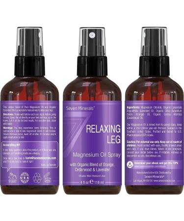 Seven Minerals Relaxing Leg Magnesium Spray - Organic Essential Oil Blend for Natural Leg Calmness - 4 fl oz - Buy Online on GoSupps.com