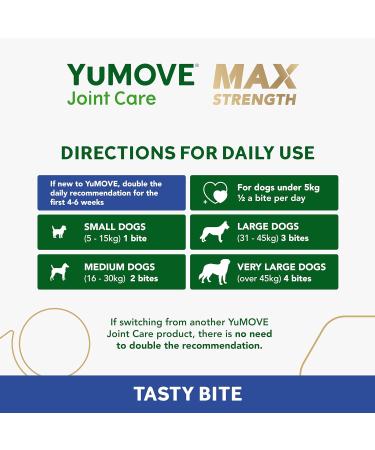YuMOVE Senior Joint Care PLUS MAX Strength | Maximum Strength Joint Supplement for Older Stiff Dogs with Glucosamine Chondroitin Green Lipped Mussel | Aged 9+ | 60 Chews - Buy Online on GoSupps.com