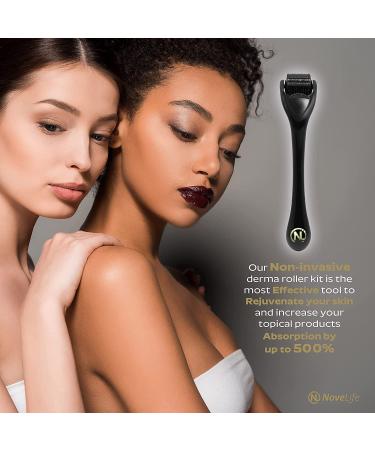 NoveLife 0.3mm Microneedle Derma Roller Kit for Face, Body, Hair & Beard Growth - 540 Titanium Microneedling for Men & Women - Facial Skincare & Microdermabrasion - Buy Online on GoSupps.com