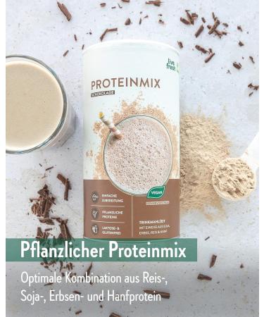 LiveFresh Chocolate Protein Powder (450g) | Vegan Meal Replacement | 29g Protein from Rice Soy Pea & Hemp - Buy Online on GoSupps.com