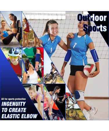 Breathable 2 Pair Elbow Pads with Gel Support for Volleyball, Basketball, Football, Skating - Teen Girls Boys | Black Blue - Buy Online on GoSupps.com