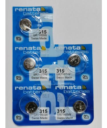 Renata Batteries 315 Silver Oxide Watch Battery (5 Pack)