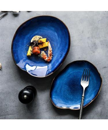 Serving Plates Household Ceramic Dinner Plate Blue Glaze Salad Plate Fruit Plate Bread Plate Irregular Tableware Western Food Plate/Kitchen Supplies for Appetizer Dinner and Desserts (Size : 26.5cm - Buy Online on GoSupps.com