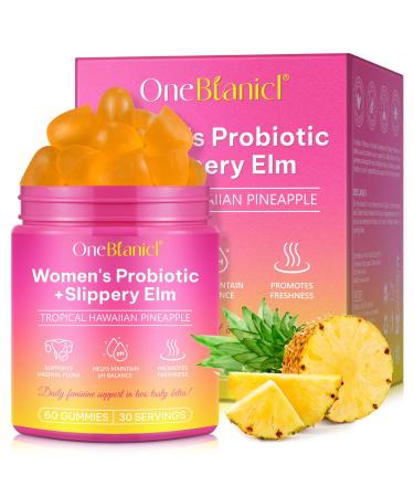 3-in-1 Women's Probiotic Gummies for Vaginal Health Digestive & Immune Support - pH Balance Yeast & Odor Relief - Cranberry D-Mannose Vitamin C - Vegan Gluten-Free Pineapple Flavor (60 Count)