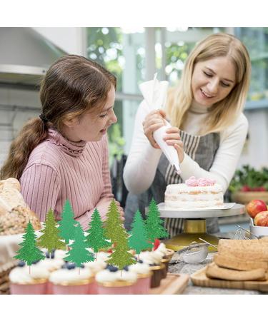 Rsstarxi 24 Pack Christmas Tree Cupcake Toppers Glitter Watercolor Assorted Xmas Green Christmas Cupcake Picks for Winter Holiday Baby Shower Birthday Christmas Party Cake Decorations Design 22 - Buy Online on GoSupps.com