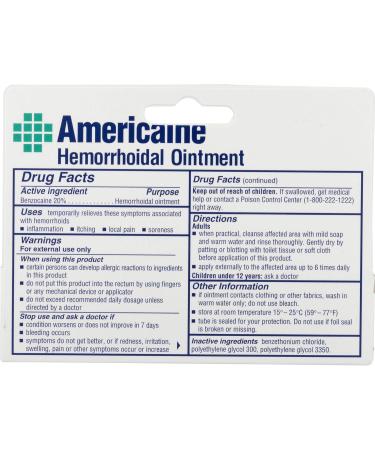 Americaine Hemorrhoidal Ointment 20% Benzocaine - 1 oz | Maximum Strength - Buy Online on GoSupps.com