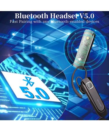 HIFEER Bluetooth Headset V5.0 - Hands-Free Earpiece with Mic, CVC8.0 Noise Cancelling - for Driving/Business/Office - iPhone Android Samsung - Black - Buy Online on GoSupps.com