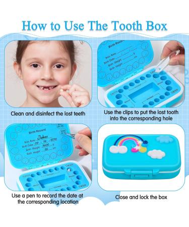 Kids Tooth Keepsake Box - Blue Tooth Holder for Lost Teeth - Teeth Storage Container for Tooth Fairy - Baby Teeth Keepsake - Buy Online on GoSupps.com