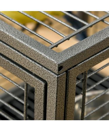 PawHut Bird Travel Carrier Cage for Parrots Conures African Grey Cockatiel Parakeets with Stand Perch Stainless Steel Bowls Pull Out Tray Black - Buy Online on GoSupps.com